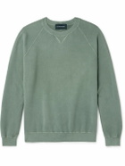 Thom Sweeney - Garment-Dyed Cotton-Jersey Sweatshirt - Green