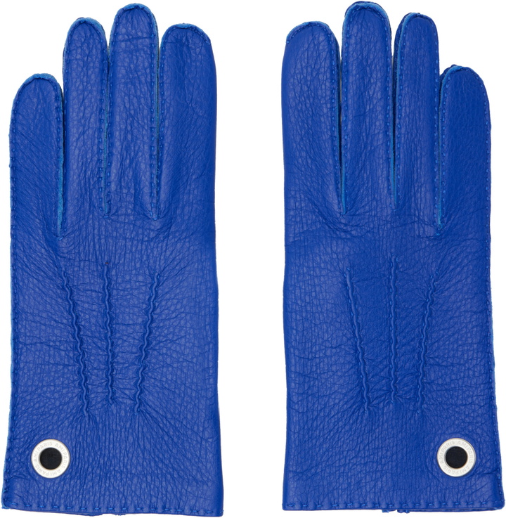 Photo: AMI Paris Blue Grained Leather Gloves