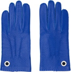 AMI Paris Blue Grained Leather Gloves