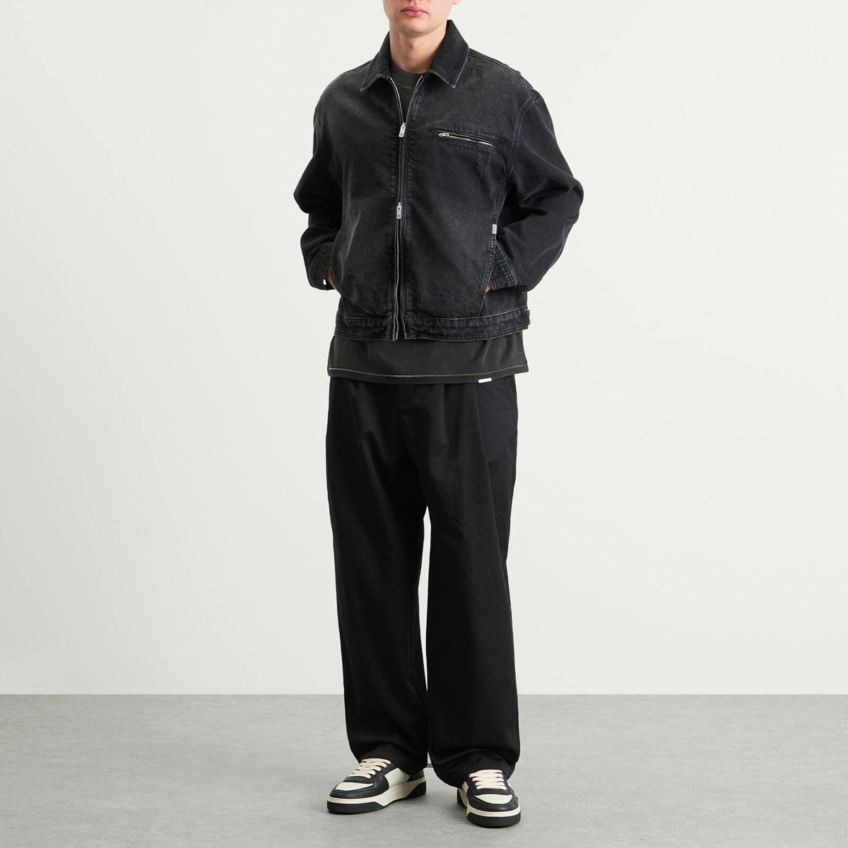 Represent Men's Collared Denim Jacket in Aged Black
