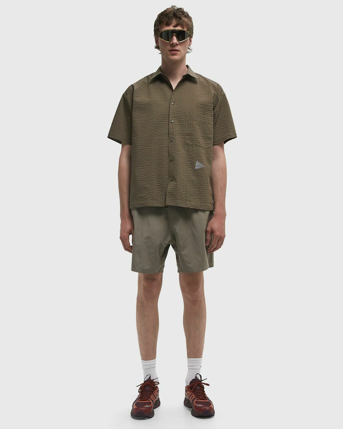 And Wander DRY SOFT SEESUCKER SS SHIRT Beige Mens Shortsleefe