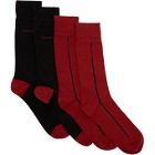 Boss Two-Pack Red and Black Mismatched Socks