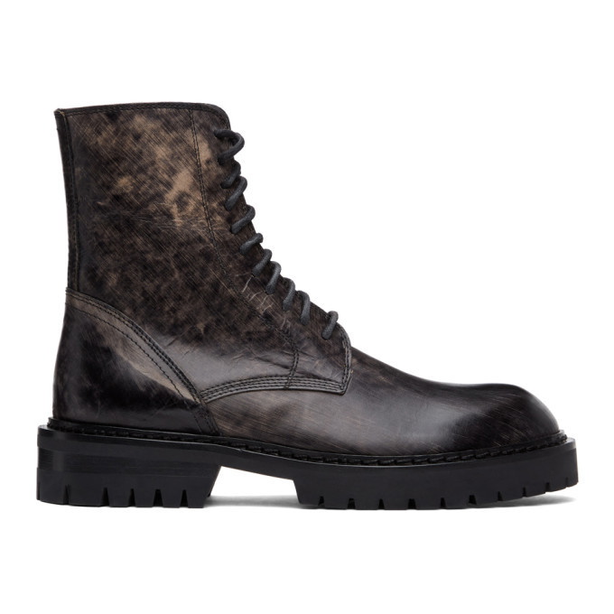 Photo: Ann Demeulemeester SSENSE Exclusive Black Distressed Tucson Lace-Up Boots
