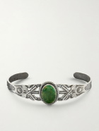FOUNDWELL - Vintage 1940s Sterling Silver Malachite Cuff - Silver