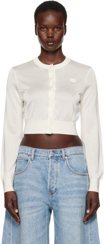 Photo: alexanderwang.t Off-White Logo-Embroidered Cropped Cardigan