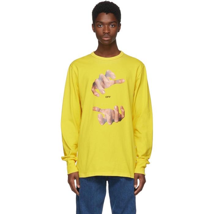 Photo: Off-White Yellow Long Sleeve Hands T-Shirt