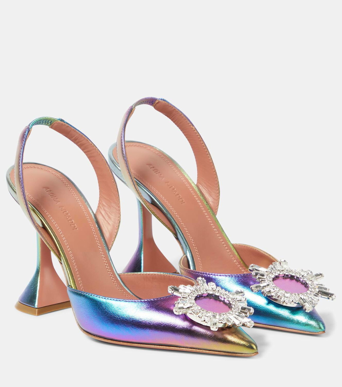 Amina Muaddi Begum embellished leather slingback pumps Amina