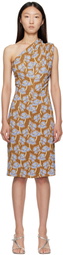 Versace Multicolor Poppies One-Shoulder Midi Dress