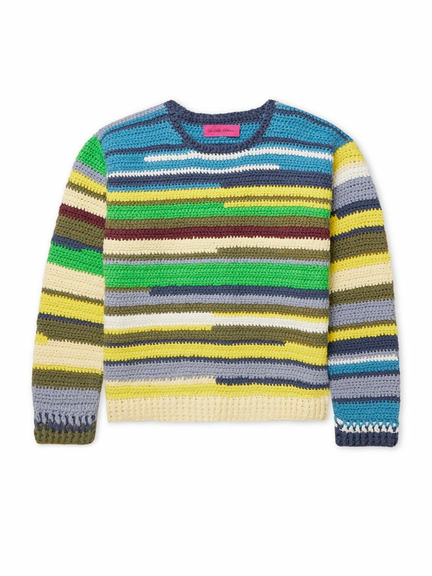 Photo: The Elder Statesman - Striped Crocheted Organic Cotton Sweater - Yellow