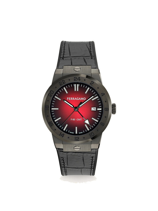 Photo: Ferragamo Mens F-80 Classic GMT watch in Red