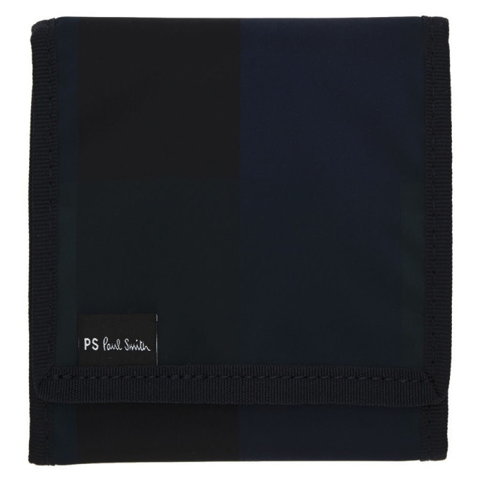 Photo: PS by Paul Smith Navy Check Chunky Trifold Wallet