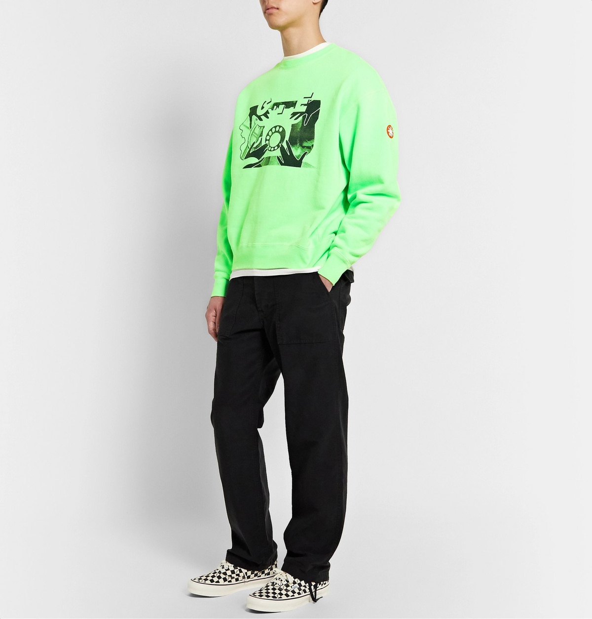 Cav Empt - Logo-Appliquéd Printed Loopback Cotton-Jersey Sweatshirt - Green