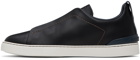 ZEGNA Black Triple Stitch Low Top Sneakers