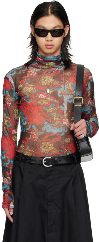 Photo: LU'U DAN Red Masked Mesh Turtleneck