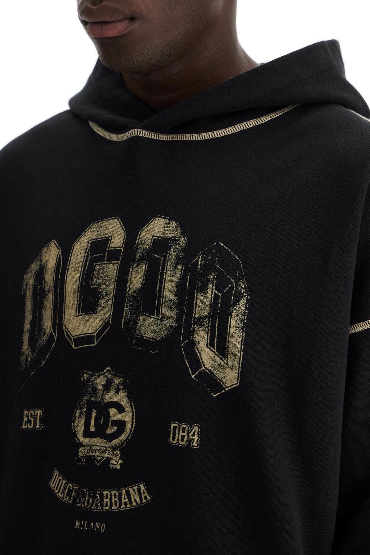 DOLCE & GABBANA oversized hoodie with hood and logo print Black