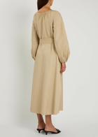 Vince Belted Cotton-poplin Midi Dress Beige