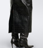 Khaite Loxley croc-effect leather midi skirt