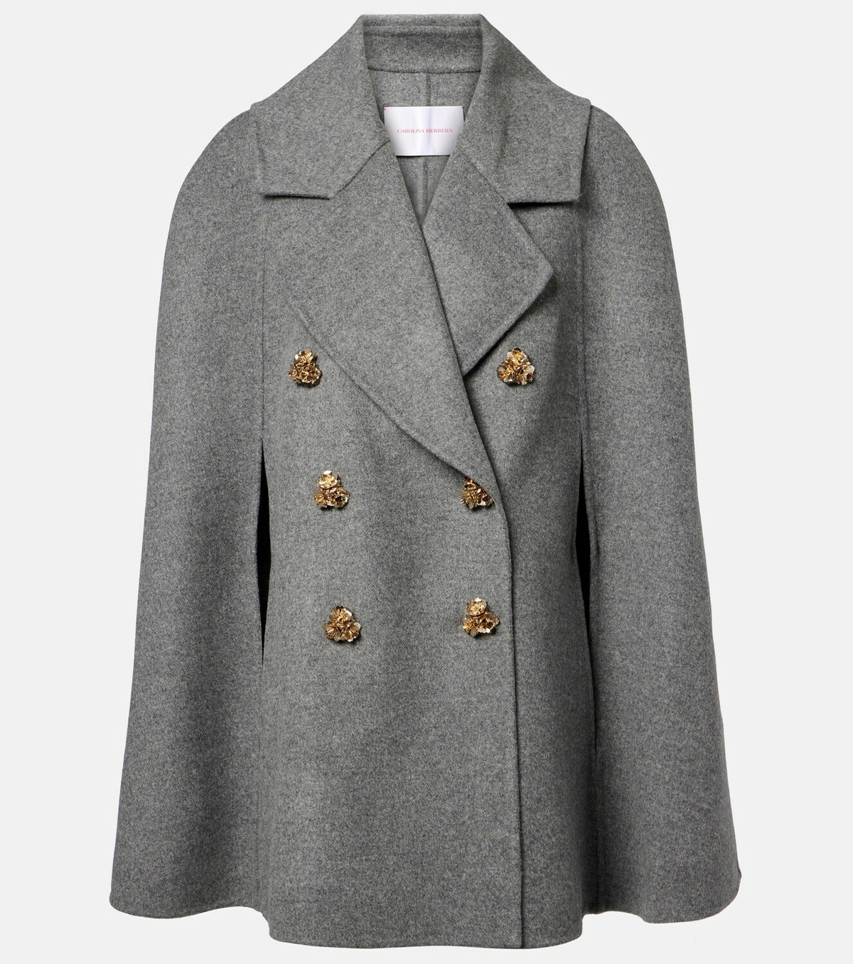 Carolina Herrera Double-breasted mélange virgin wool cape