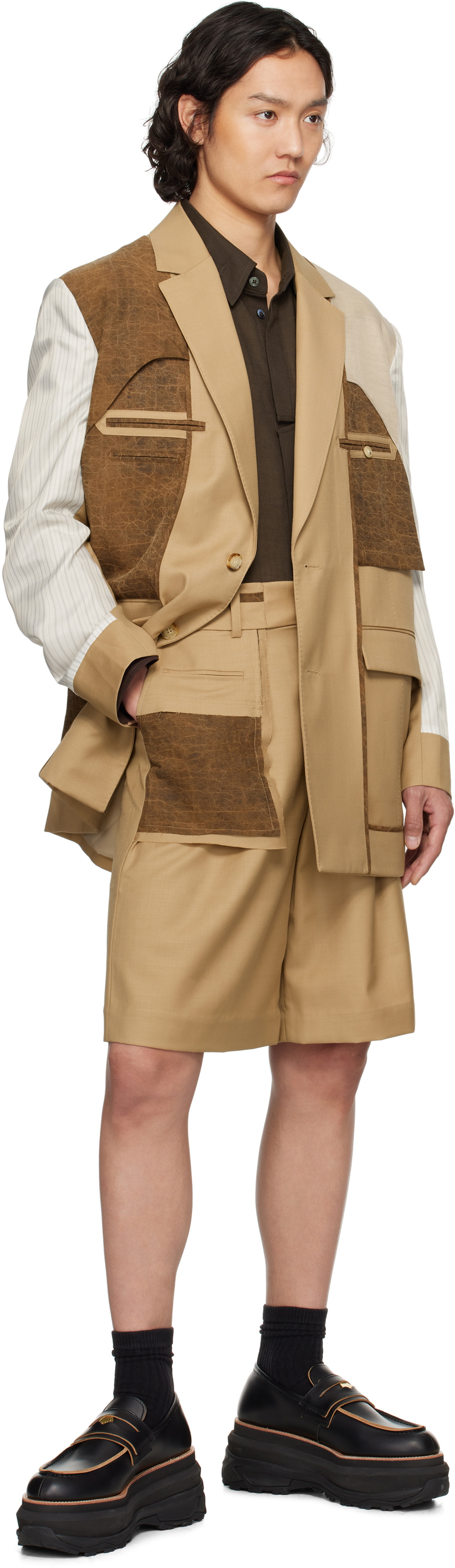 Feng Chen Wang Tan Deconstructed Patchwork Shorts