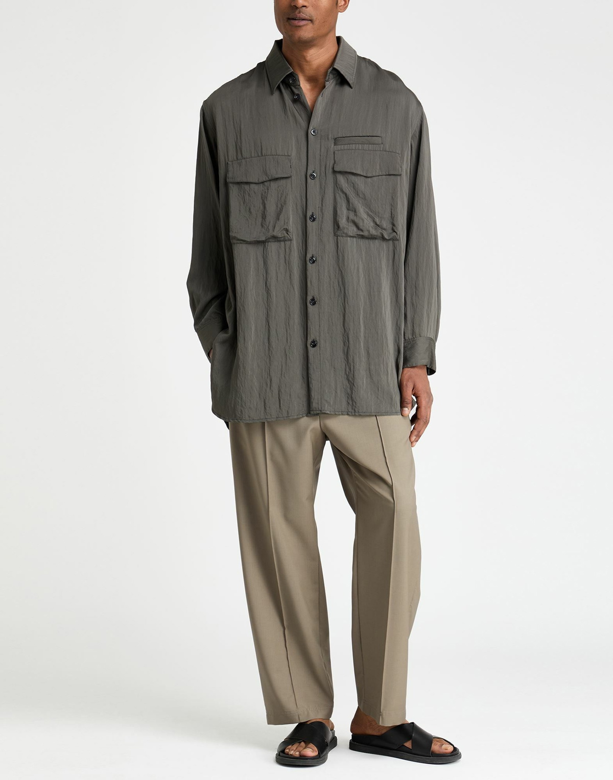 Lemaire Mens Shirt Military in Green