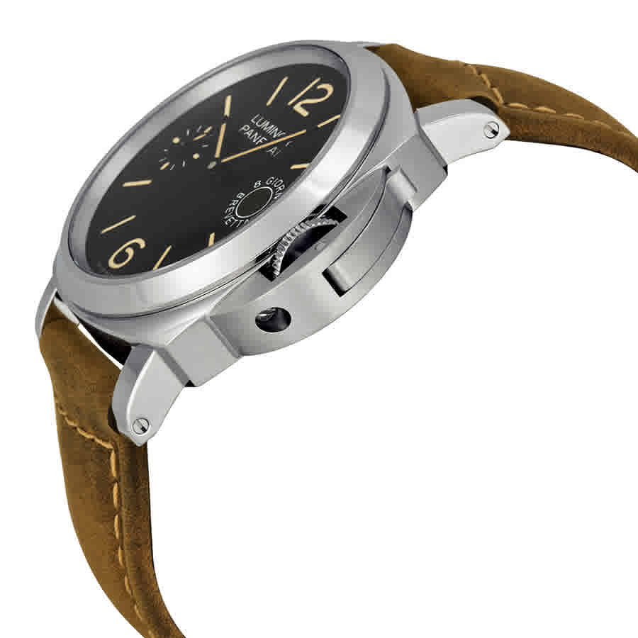 Panerai Luminor Marina Black Dial Tan Leather Mens Watch PAM00590