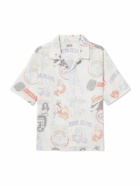 Guess USA - Camp-Collar Printed Cotton and Linen-Blend Shirt - Neutrals