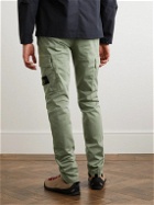 Stone Island - Tapered Logo-Appliquéd Cotton-Blend Twill Trousers - Green