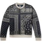 KAPITAL - Bandana-Print Fleece-Back Cotton-Jersey and Quilted Shell Sweatshirt - Gray