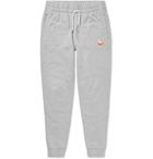 Maison Kitsuné - Slim-Fit Logo-Appliquéd Loopback Cotton-Jersey Sweatpants - Gray
