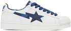 BAPE White & Navy Skull Sta Sneakers