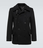 Tom Ford Melton leather-trimmed wool-blend peacoat