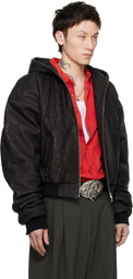 LU'U DAN Black Hooded Outlaw Leather Jacket