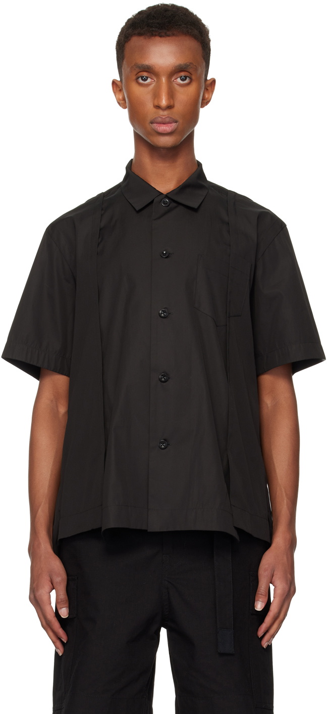 sacai Black Cotton Poplin Shirt Sacai