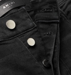 AMIRI - Hawaiian Thrasher Skinny-Fit Distressed Bleach-Splattered Stretch-Denim Jeans - Black
