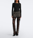 Blumarine Lace-trimmed wide-leg jeans