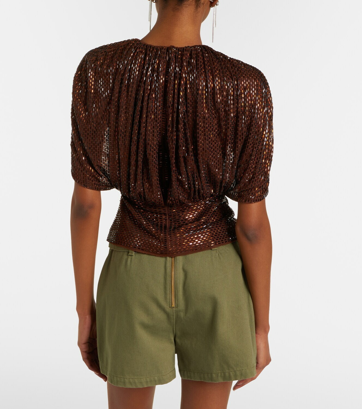 Self-Portrait Embellished mesh top