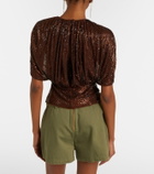 Self-Portrait Embellished mesh top