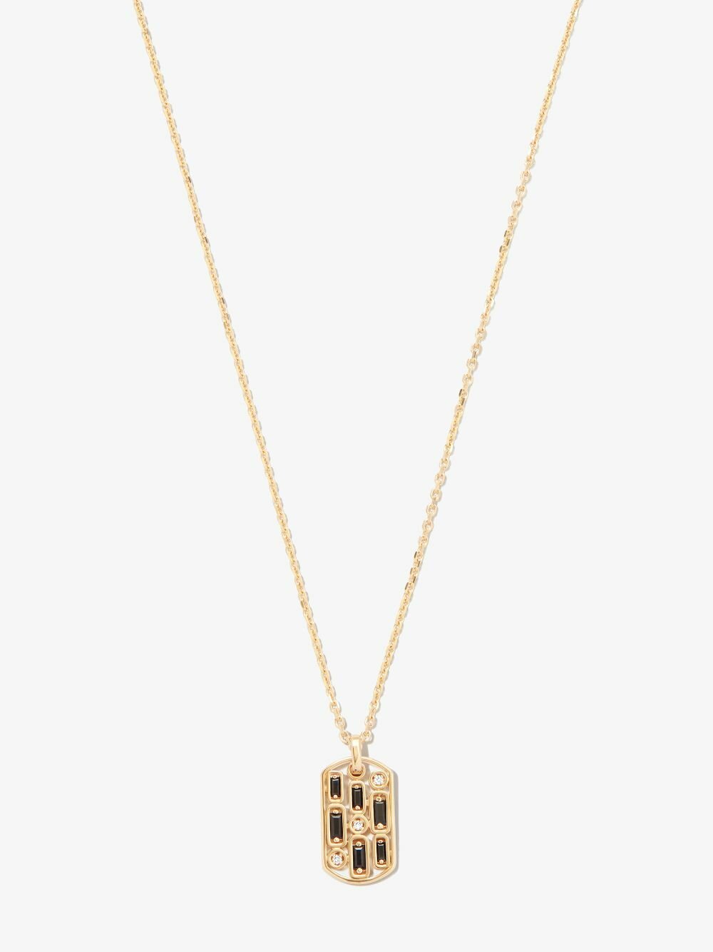 Suzanne Kalan 18kt Yellow Gold Inlay Sapphire Dog Tag Pendant Necklace