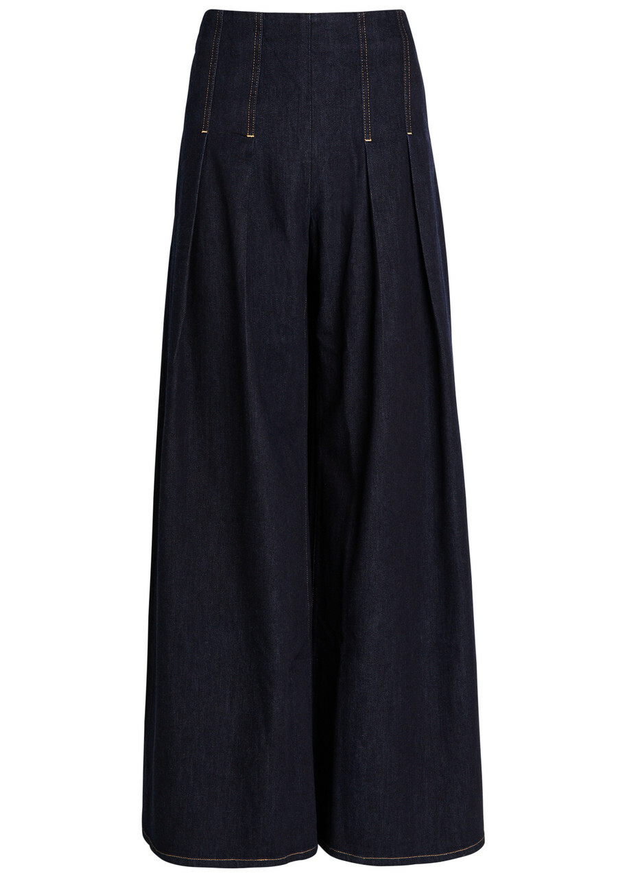 Alice + Olivia Henry Pleated Wide-leg Denim Trousers