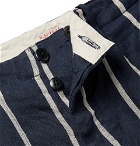 KAPITAL - Striped Linen and Cotton-Blend Trousers - Navy