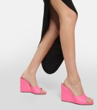 Amina Muaddi Lupita leather wedge mules