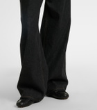 Brunello Cucinelli Leather-trimmed wide-leg jeans