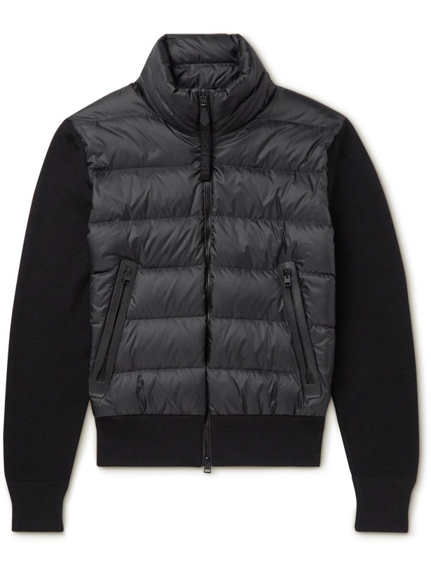 Photo: TOM FORD - Slim-Fit Panelled Ribbed Wool and Quilted Shell Down Jacket - Black