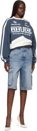 Rhude Blue Baggy Denim Cargo Shorts