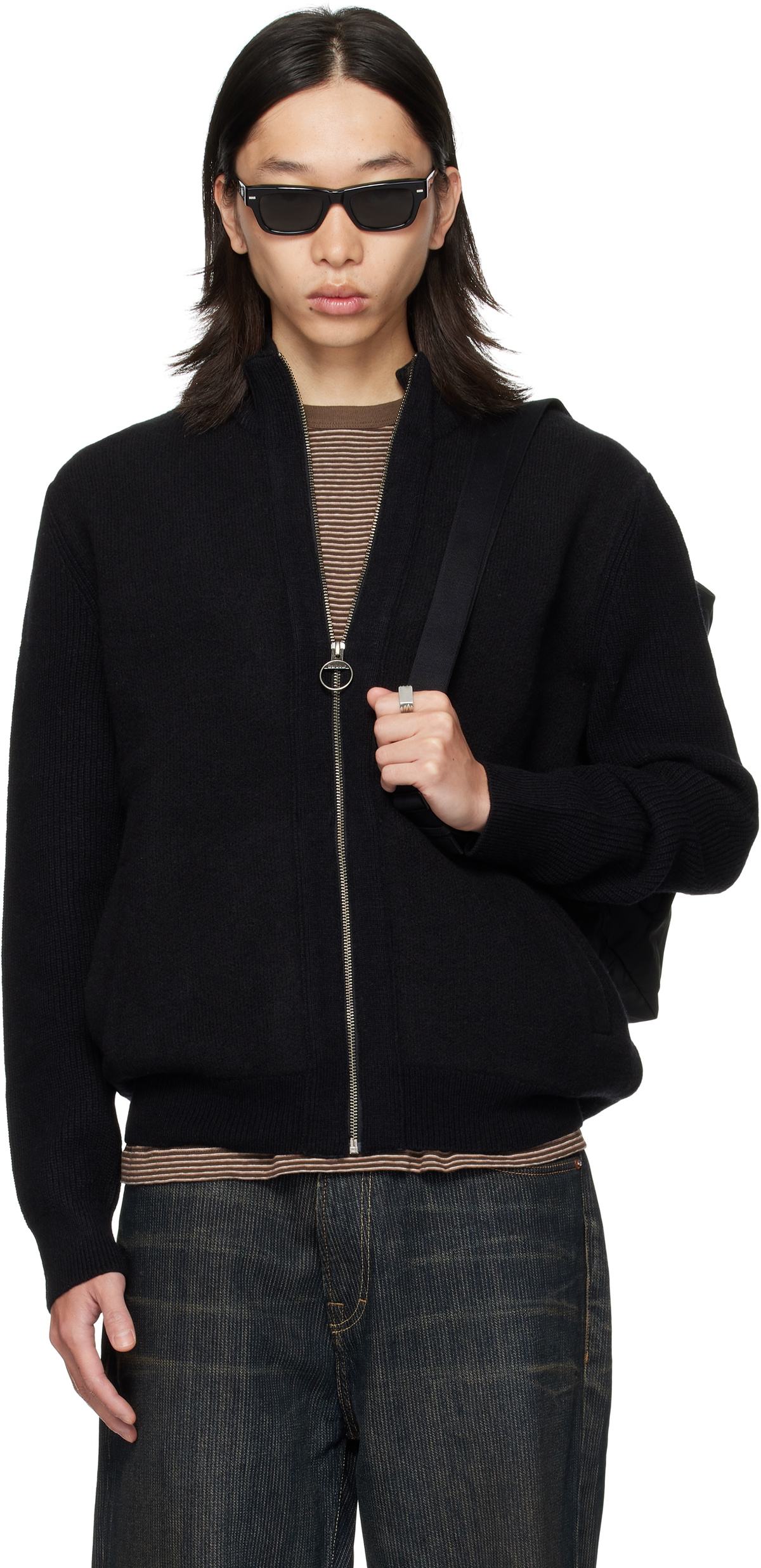 Barbour Black Milburn Zip Up Cardigan