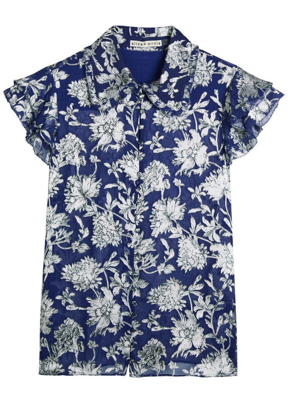 Photo: Alice + Olivia Martel Floral Devoré Blouse Blue