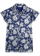 Alice + Olivia Martel Floral Devoré Blouse Blue