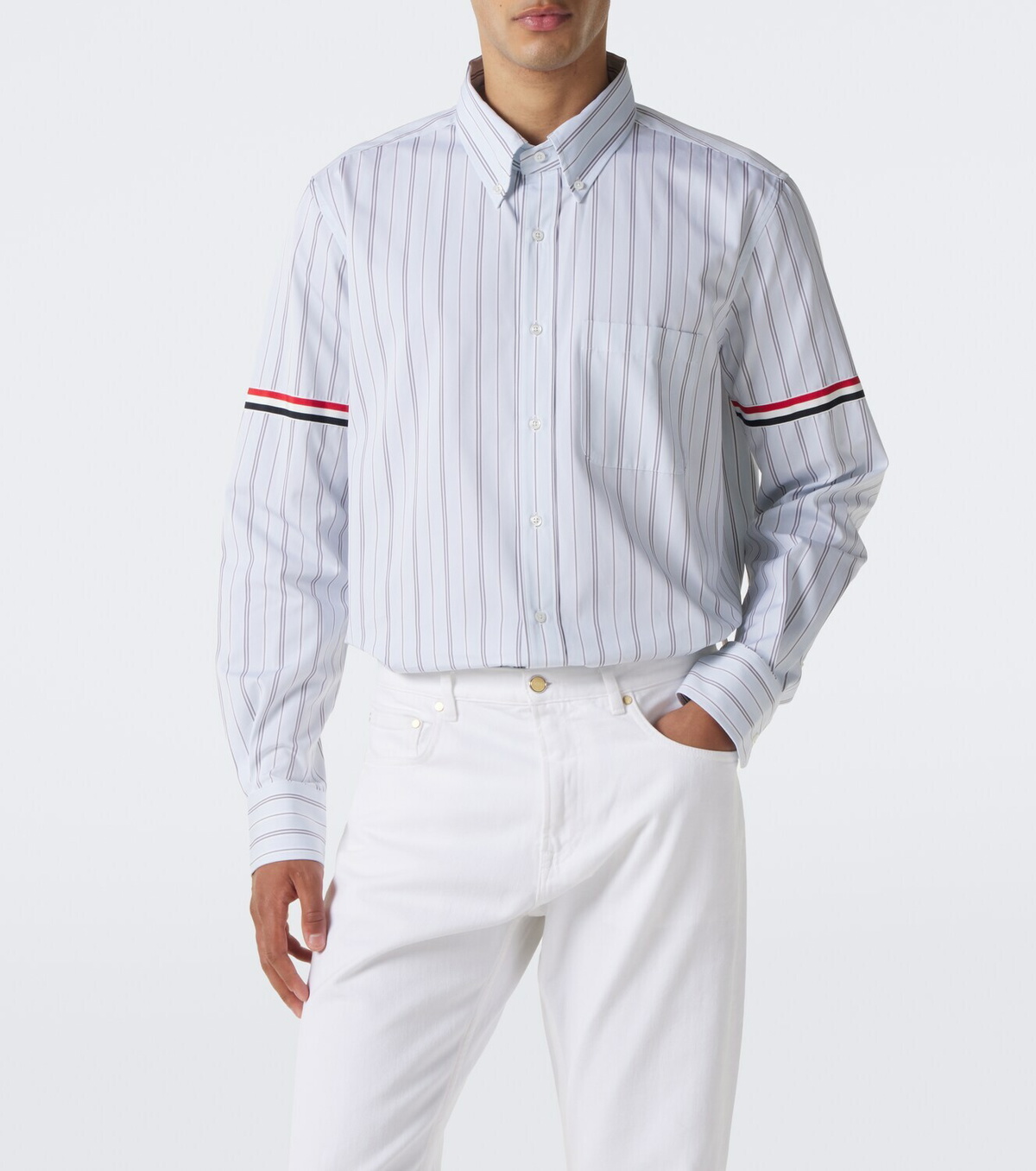 Thom Browne 4-Bar striped cotton shirt