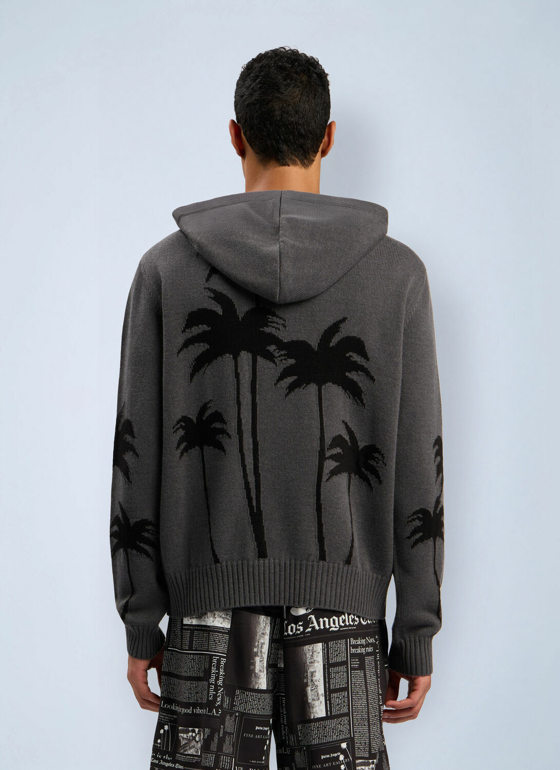 Palm Angels Back Palms Knit Hooded Sweatshirt