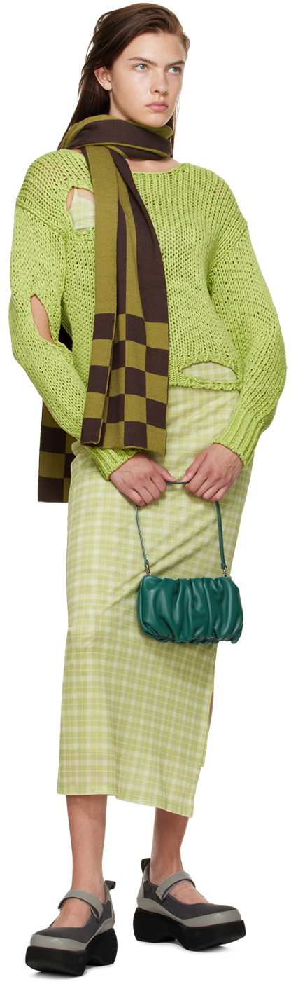 OPEN YY Green Chessboard Check Muffler Scarf